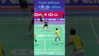 Good defence by Fajar Alfian badminton fajarAlfian [upl. by Ahsirk]