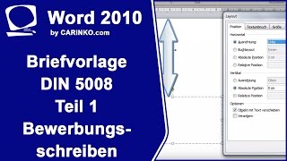 Erstellung einer BriefvorlageBrief DIN 5008 Teil 1  Bewerbungsschreiben MS Word  carinkocom [upl. by Sauveur]