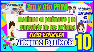 👧3ro y 4to PRIMARIA😂 Medimos el PERIMETRO y la superficie de las tarjetas  Mateaprendiendo tarea [upl. by Epifano369]