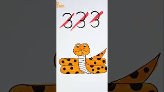 Snake drawing with Numbers 333 ❤️ Easy Drawing chobiaka drawing art snake [upl. by Anahcar891]