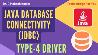 JAVA DATABASE CONNECTIVITY JDBC TYPE  4 DRIVER [upl. by Atina]