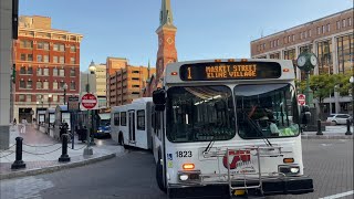 Cat transit 2001 new flyer D60LF 1823 departing market square transfer center [upl. by Odlonra792]