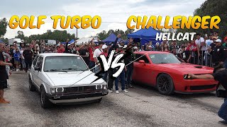 Challenger Hellcat vs Golf Mk1  Arrancones [upl. by Ynneh]