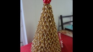 Como hacer un arbol navideño con pasta manualidades DIY [upl. by Aynas509]