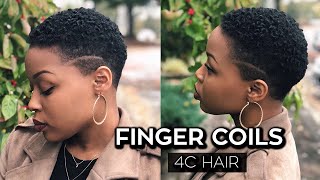 How To Finger Coils on Short 4C HairTWA [upl. by Theresa]