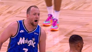 Joe Ingles talking trash to Russell Westbrook after this three 😂 [upl. by Arrehs]