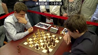 SLAV DEFENCE OPENING MAGNUS CARLSEN VS SERGEY KARJAKIN  BLITZ CHESS 2013 [upl. by Nylde784]