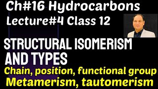 ch16 Lec4 Isomerism and types of structural isomerism chain position functional gp metamers [upl. by Aehtorod]