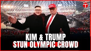 Kim Trump Impersonators Have Fun At Olympics Closing Ceremony  The Express Tribune [upl. by Nuzzi165]