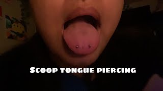 Getting a scoop tongue piercing Surface tongue piercing  Healing process  After care [upl. by Rozella]