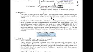 Organic Chemistry Course Syllabus [upl. by Eilyr499]