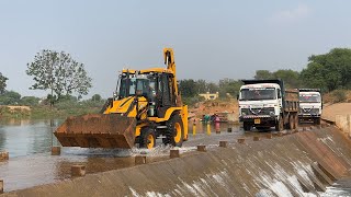 JCB 3dx Backhoe Making Pond with 2 Tata Truck For Making Fishing Farming Pond [upl. by Bever281]