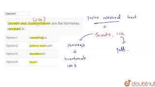 Secretin and cholecystokinin are the hormones secreted in [upl. by Eloken]