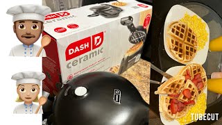 TESTING OUT THE DASH CERAMIC WAFFLE MAKER 👨🏽‍🍳👩🏼‍🍳😀😀 [upl. by Icak]