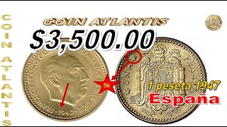 una peseta 1947 España val 350000 [upl. by Ergener182]