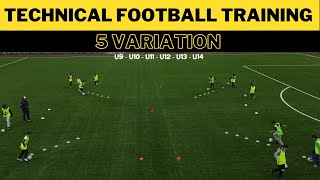 Technical Football Training Drills  5 Variation  U9  U10  U11  U12  U13  U14 [upl. by Parish]