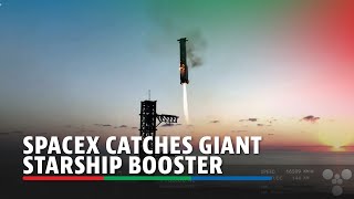 SpaceX catches giant Starship booster in fifth flight test  ABSCBN News [upl. by Enyaht542]