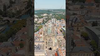 Vertical video Metz France Metz Cathedral View of the historical city center Summer Sunny d [upl. by Deloria]