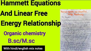 Hammett equations and linear free energy Relationship in hindi  MSc organic chemistry hindi notes [upl. by Hoag]