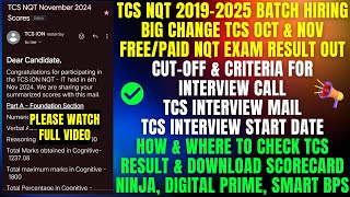 🔥TCS BIGGEST CHANGE IN HIRING CRITERIA  FREEPAID NQT RESULT amp SCORECARD OUT  CUTOFF FOR INTERVIEW [upl. by Akilam116]