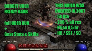 Diablo 2 Barbarian Guide Budget Frenzy Barb full UBER Run and Build [upl. by Haliled690]