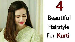 4 beautiful Easy Hairstyle for girls with Kurti [upl. by Naired]