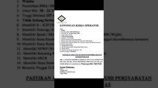 LOWONGAN KERJA OPERATOR BATAM shorts [upl. by Onez200]