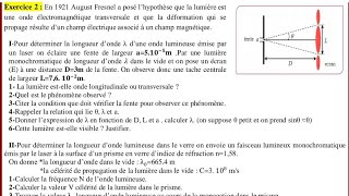 Exercice corrigé Nº1 2 Bac Sciences propagation dune onde lumineuse [upl. by Jannery]