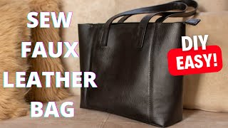 You want a TRENDY amp TIMELESS Bag Try this EASY Diy for faux leather bag without lining Sewing DIY [upl. by Mialliw]