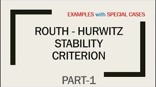 Routh Hurwitz Stability Criterion with Special Cases  Part 1  Control Systems  UrduHindi Lecture [upl. by Nivag419]