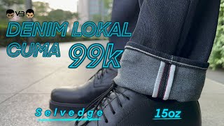 SELVEDGE DENIM 15 OZ BUATAN LOKAL CUMA 99K DEMI APA SIH  REVIEW TRANSWORLD DENIM BLACK INDIGO [upl. by Danette]