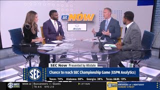 ESPN breaks Chance to reach SEC Championship Game Texas 74 Alabama 68 Georgia 38 Texas AampM 19 [upl. by Aramat426]