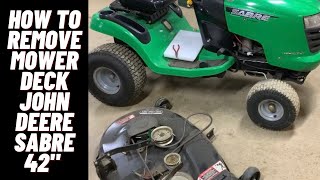 How to Remove Mower Deck John Deere Sabre [upl. by Kenton]