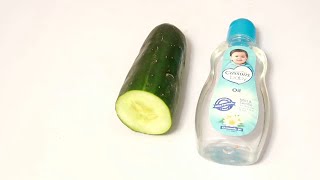 Use Johnson Baby Oil and cucumber get Ageless amp Glowing Skin In 10 Min [upl. by Eilla468]