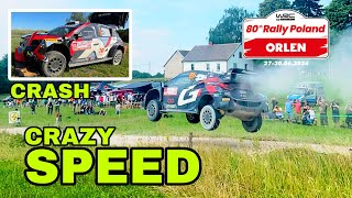 FRIDAY MORNING HIGHLIGHTS  WRC RALLY POLAND 2024  Crazy Speed Attack crash [upl. by Johnathon519]