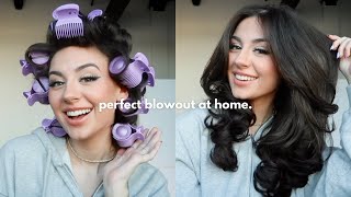 EASY SALON BLOWOUT AT HOME USING HOT ROLLERS [upl. by Alamat659]