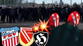 Cottbus taucht in Zwickau auf Große Auseinandersetzung vor Stadion [upl. by Atinwahs134]