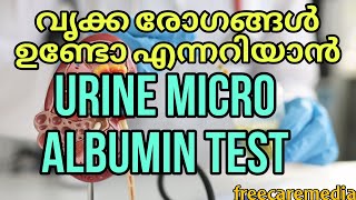 Urine micro albumin test malayalam  Kidney function test  Urine albumin test urine [upl. by Ahsikahs]