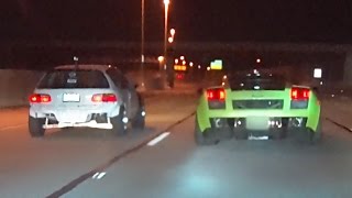 Turbo CIVICS vs Twin Turbo LAMBORGHINI [upl. by Jud]