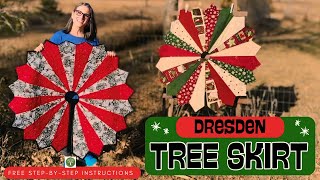 How to Make a Dresden Tree Skirt FREE Quilt Tutorial Two Designs Bind Inside Corners quilting [upl. by Rosaline]