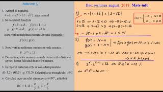 Bacalaureat Matematica Sesiunea August 2018 Mate Info [upl. by Bogie]