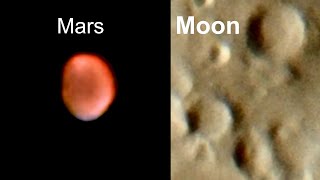 The Moon and Mars  Through a 130mm Newtonian Telescope  SkyWatcher Explorer 130PDS [upl. by Gimpel]