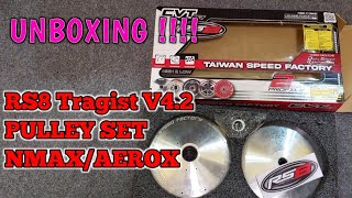 NEW DESIGN 2023 TRAGIST V42 RS8 PULLEY SET UNBOXING  YAMAHA NMAX  AEROX [upl. by Anohr]