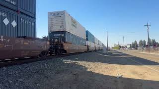 The BNSF ZWSPNBY1 amp Amtrak San Joaquin Train 714 Reverse Set Under E Jensen Ave Fresno CA [upl. by Anomor]