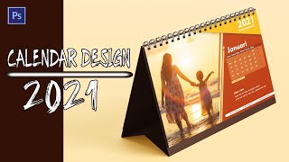 Cara Membuat Desain Kalender Meja 2021 Photoshop [upl. by Ahseiyk]