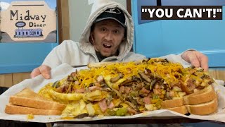 UNDEFEATED FARMERS OMELET CHALLENGE W TOAST  The Midway Monster  Midway Restaurant Kenton OH [upl. by Ayotaj966]