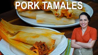 How to make RED pork tamales  AUTHENTIC Mexican tamales recipe  Villa Cocina [upl. by Irehj]