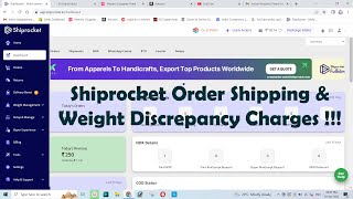 Shiprocket Order Shipping amp Weight Discrepancy Charges [upl. by Ayouqes]