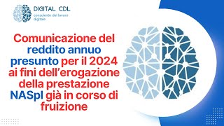 NASPI Comunicazione del reddito presunto per il 2024 entro il 31 gennaio [upl. by Hairim712]