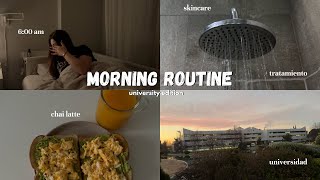 MORNING ROUTINE PARA LA UNIVERSIDAD 6 am rutina 🍵  organización chai latte skincare [upl. by Zacherie]